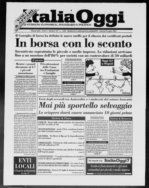 Italia oggi : quotidiano di economia finanza e politica